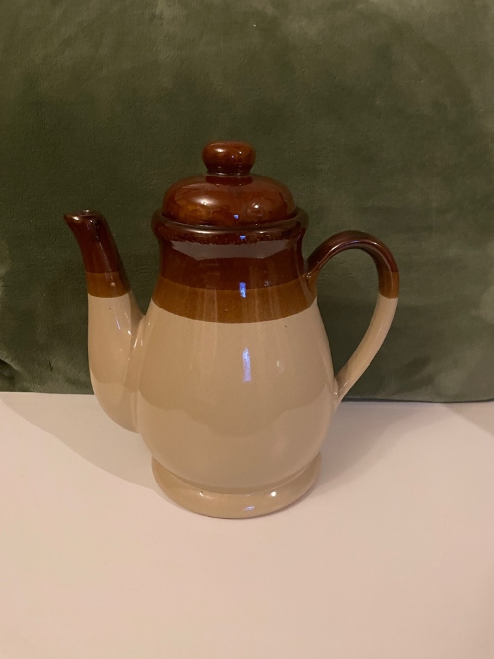 Vintage Three-Tone Brown Ceramic Coffee/Tea Pot